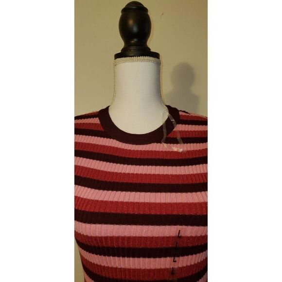Hooked Long Sleeve Striped Pullover  L Pink - Picture 4 of 8